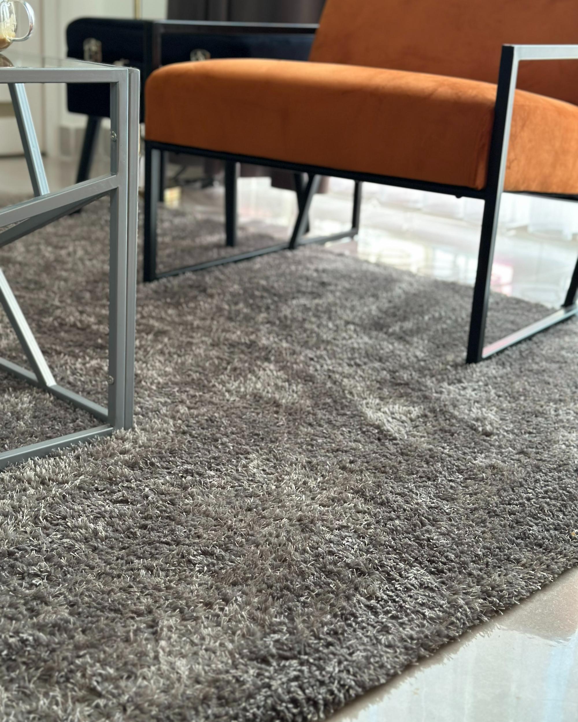 Hoogpoligvloerkleed DEMRE Donkergrijs 160 x 230 cm