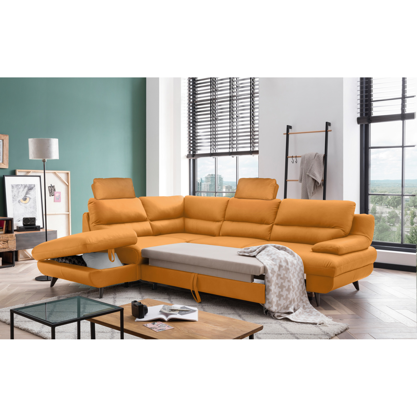 Ecksofa Pike Leder, Ottomane links fango