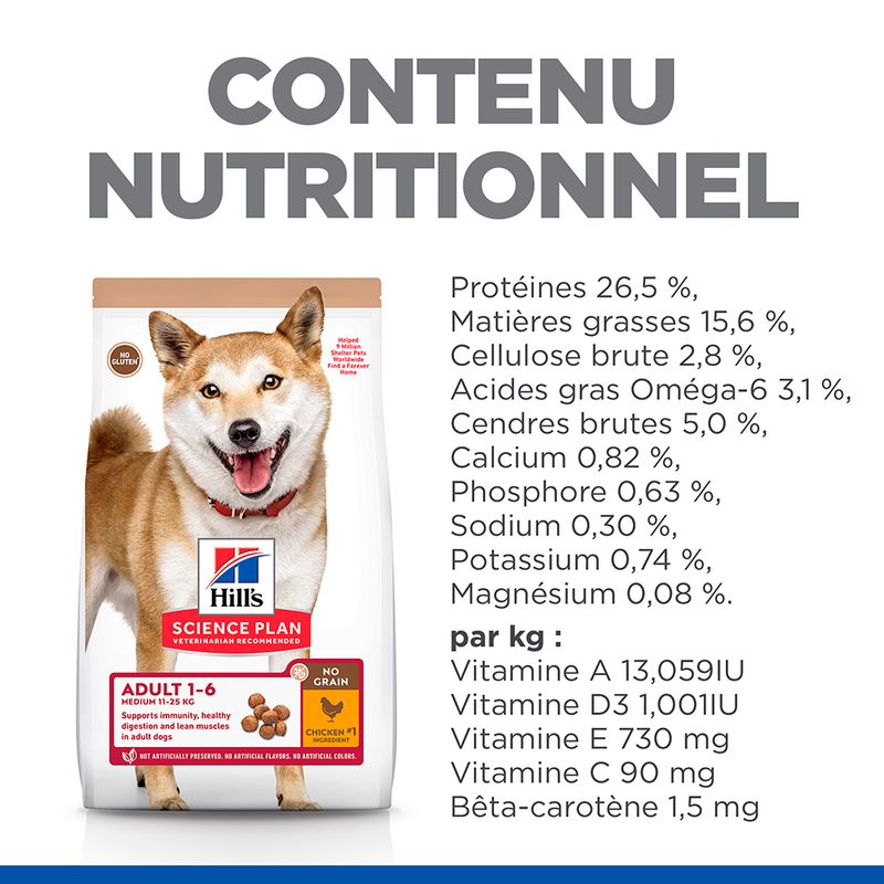Hill's Science Plan Adult 1-6 No Grain Medium poulet
