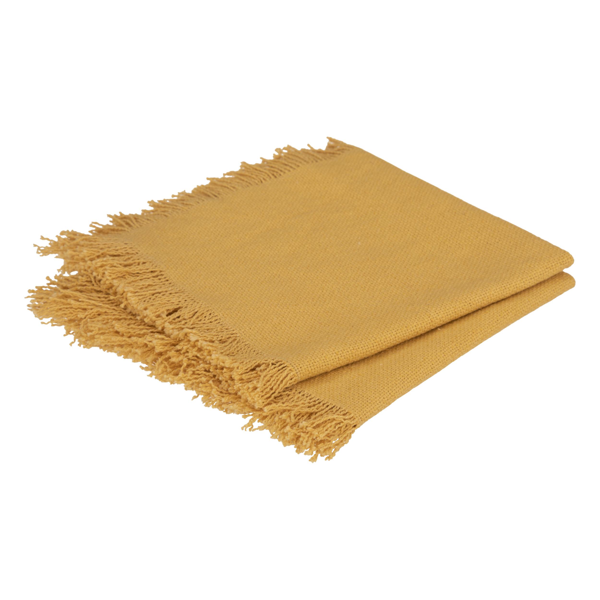 SERVIETTE COTON FRANGE MAHA OCRE 40X40CM X2 PIECES