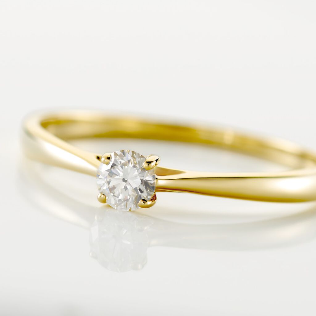 Bague Solitaire Or Jaune Fiona Diamant Synthetique