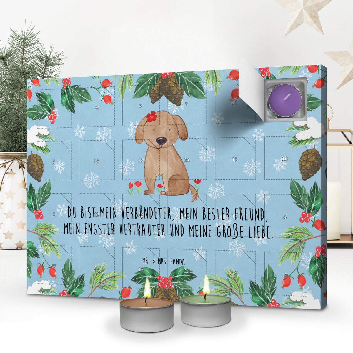 Mr. & Mrs. Panda Geurkaars Adventskalender Hondenvrouw - Pastelblauw