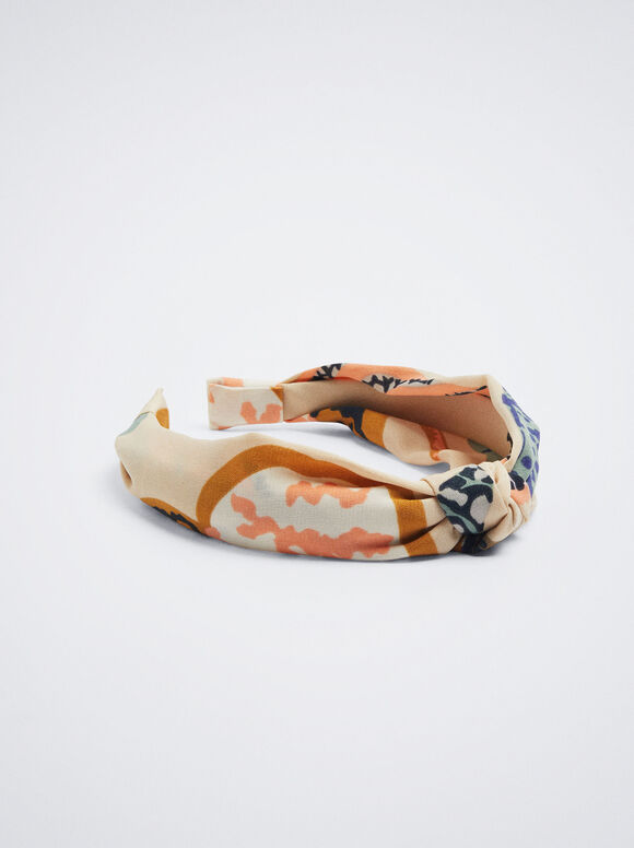Faixa de cabelo larga estampada - Multicolorida