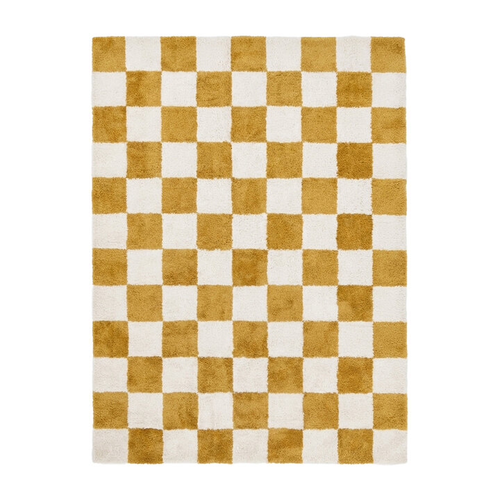 Checkerboard vloerkleed - Blox Okergeel