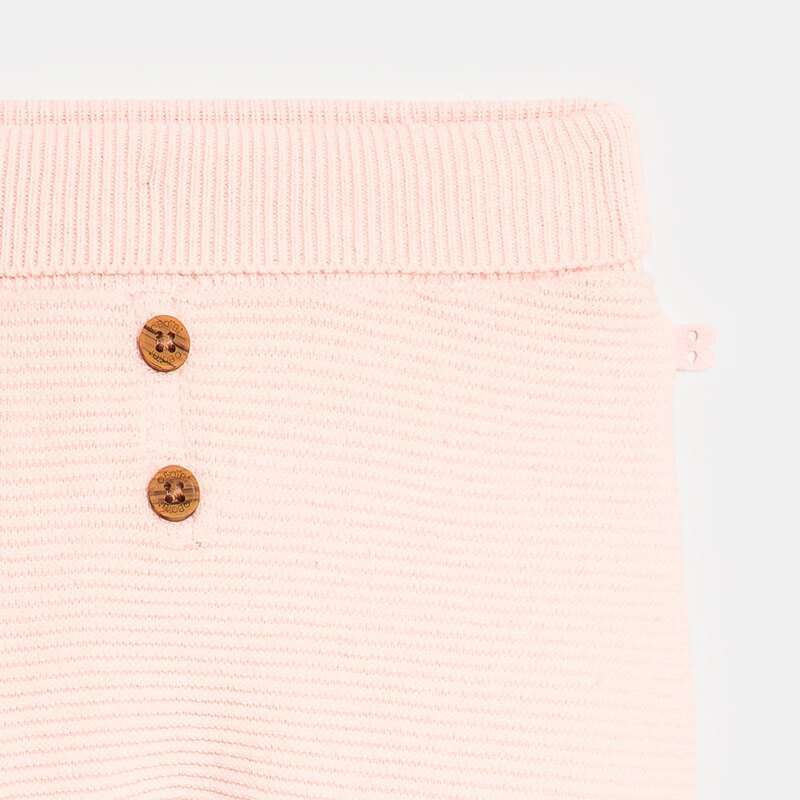 Pantalon à pieds en maille rose naissance Rose