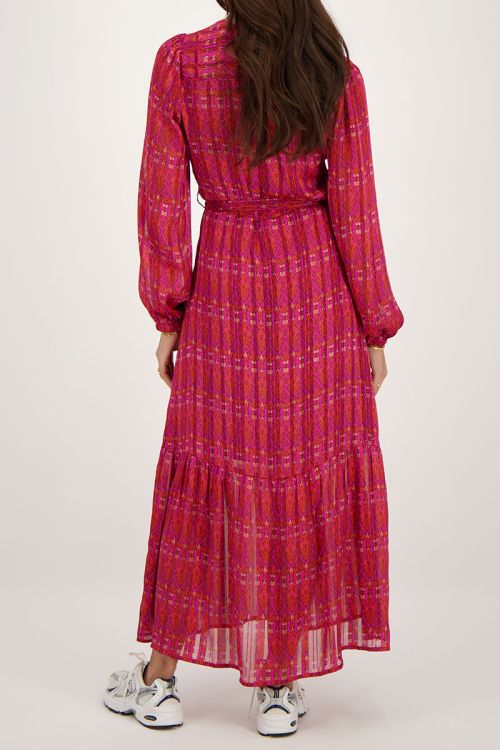 Rode maxi dress met aztec print