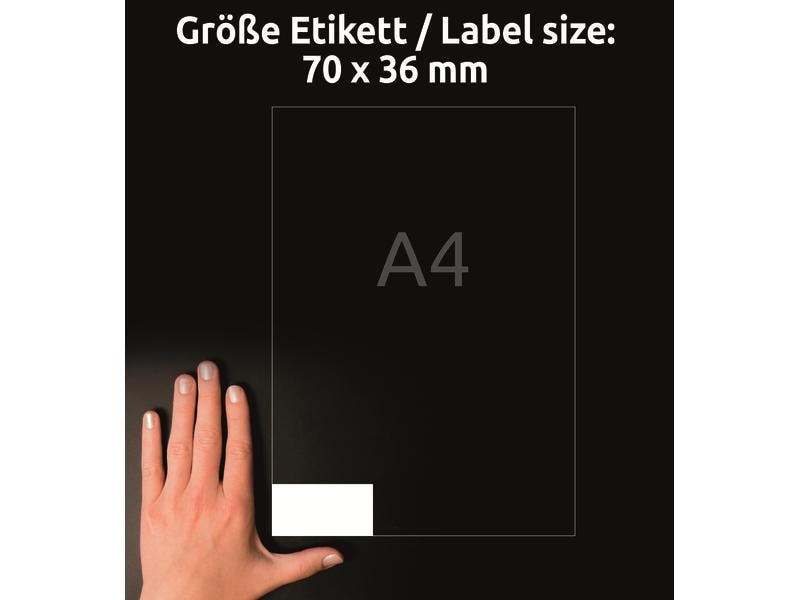 Avery Zweckform Universal-Etiketten 6122 70 x 36 mm, 10 Bla Weisse Aufkleber, permanent haftend