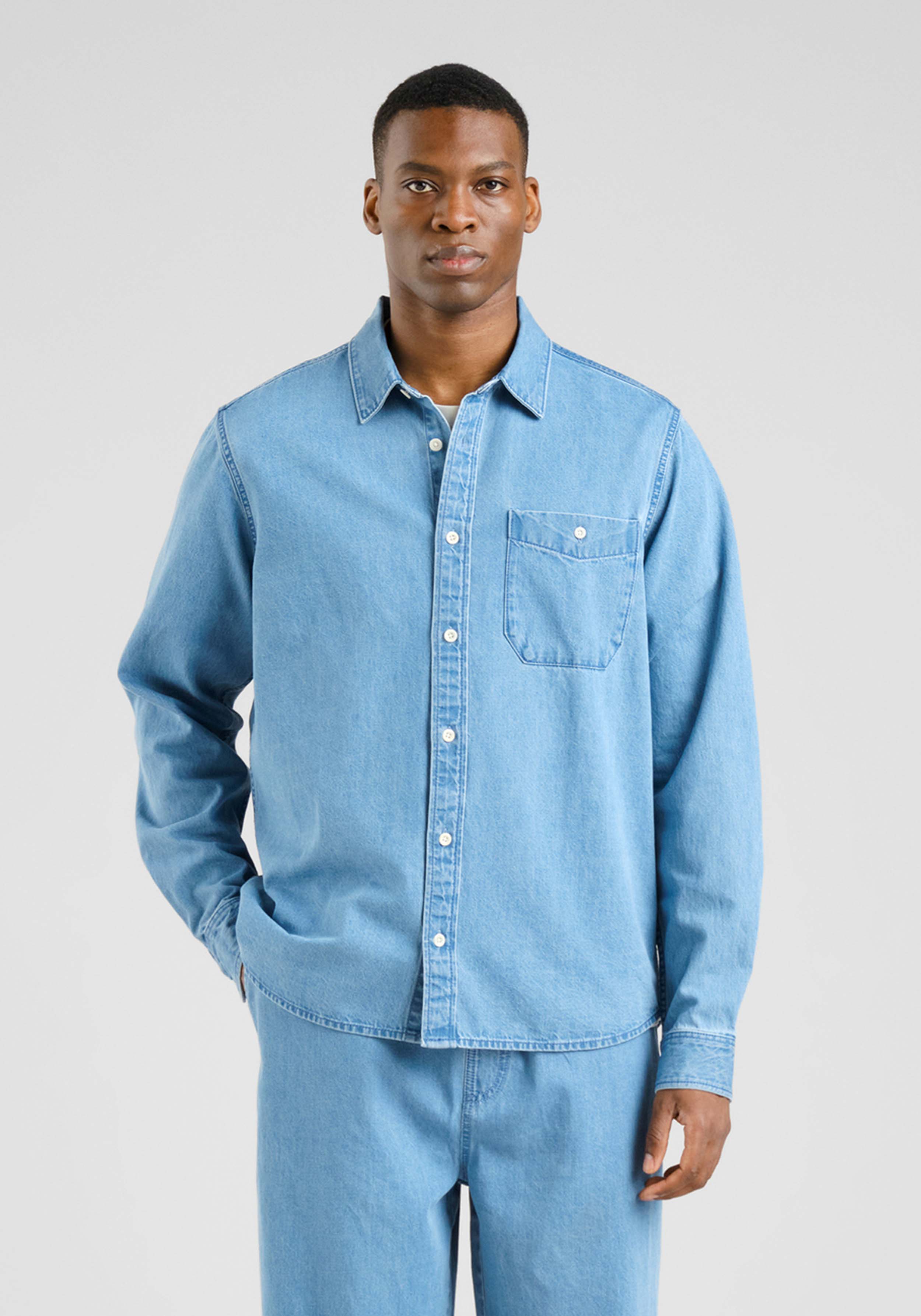 Dedicated Hemd Lunnevik Demin Light Blue