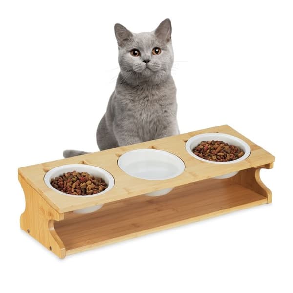 Fôringsstasjon for katter med 3 skåler