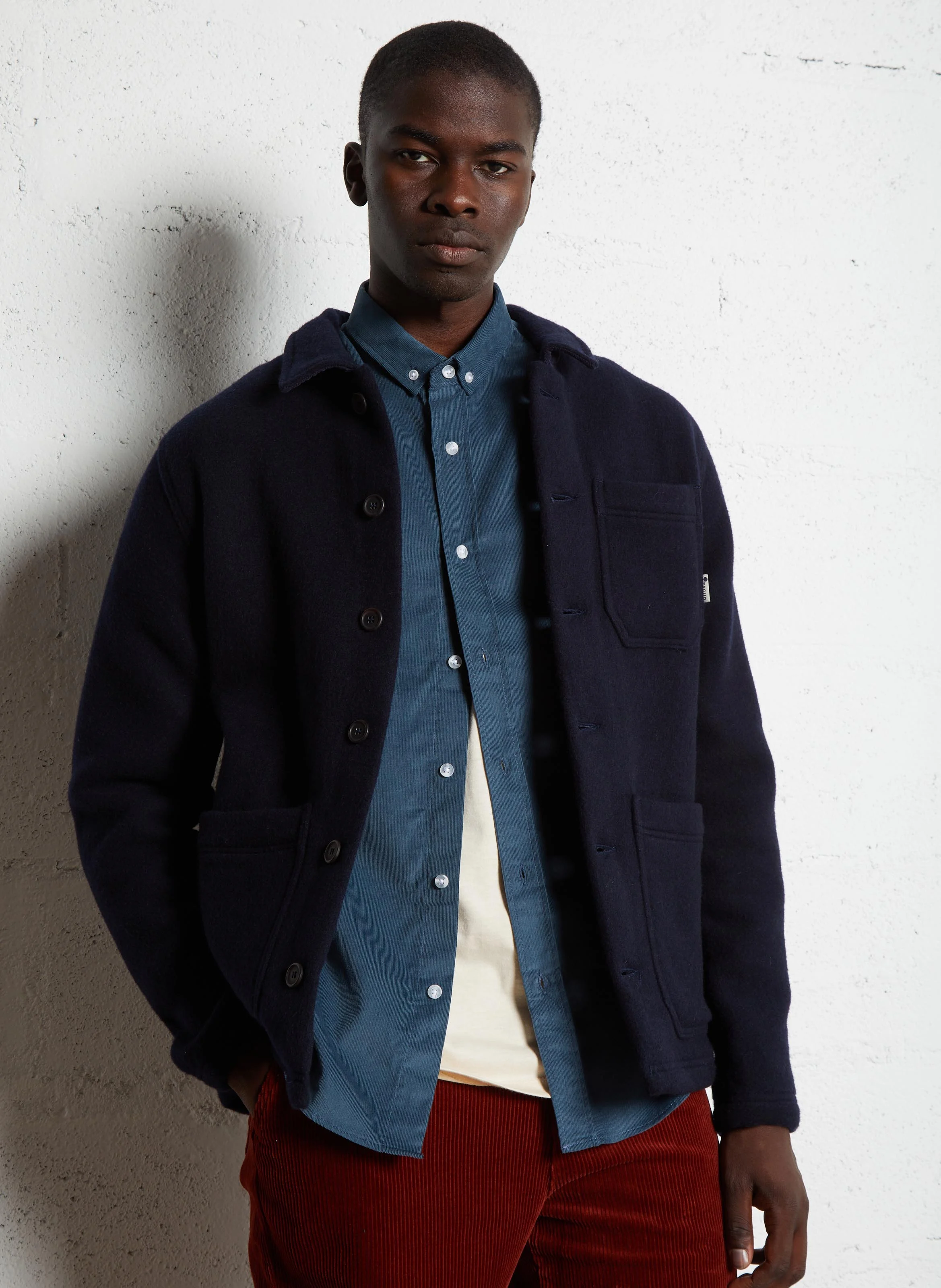 LORGE - Veste col classique en laine mélangée | Bleu