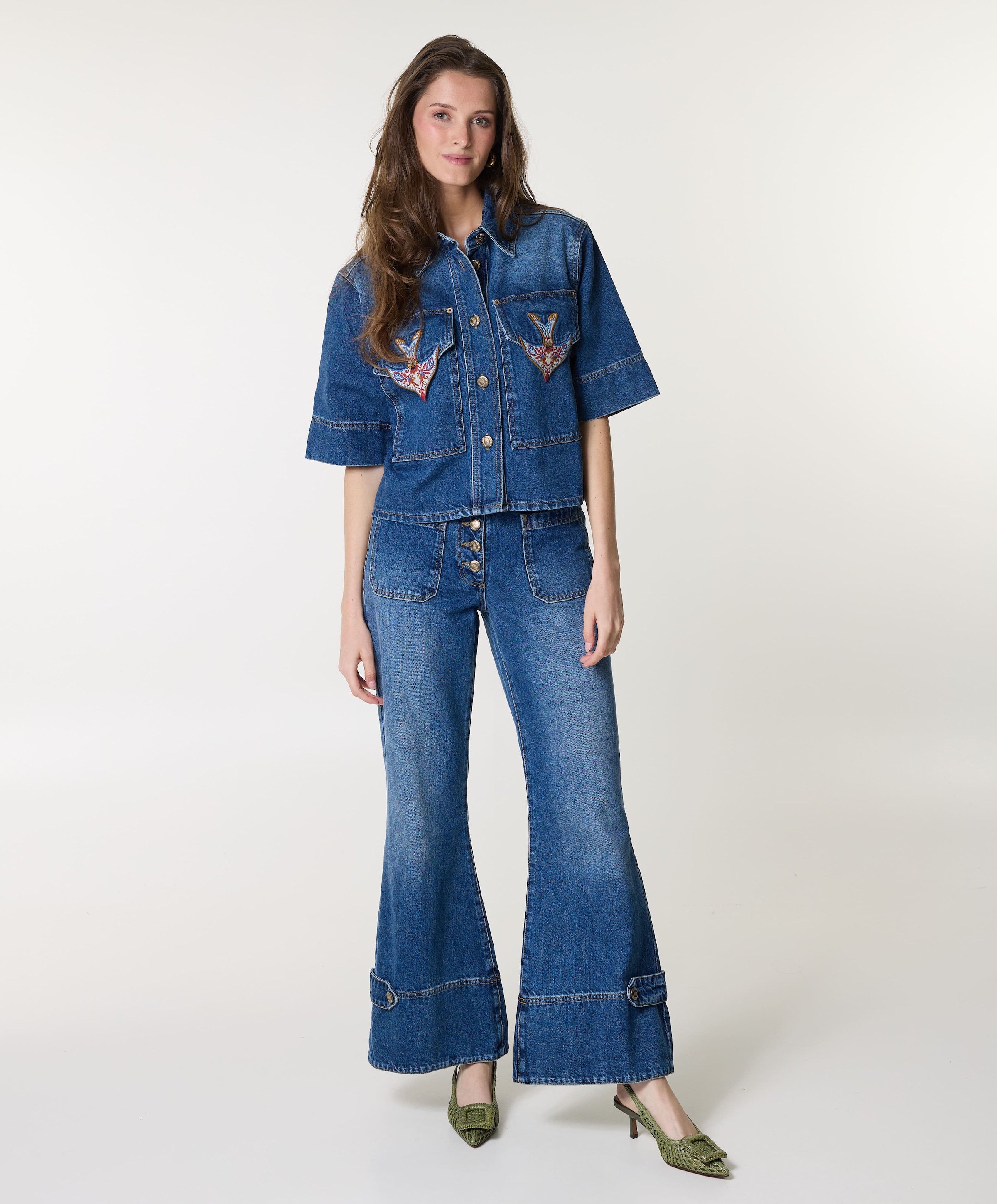 FARM Rio Porcelain Birds dames jeans blauw