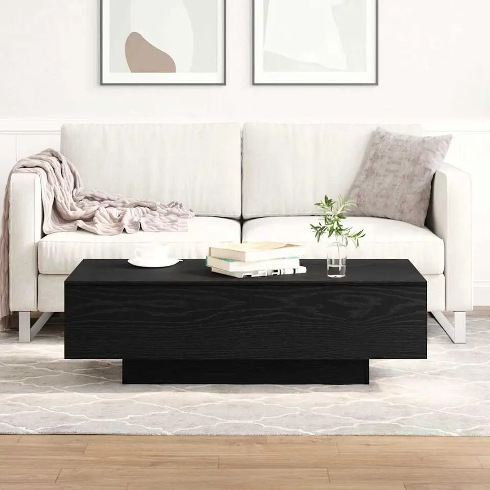 vidaXL - Rechthoekige Salontafel - Zwart eiken - Bewerkt hout - 100x49.5x31 cm