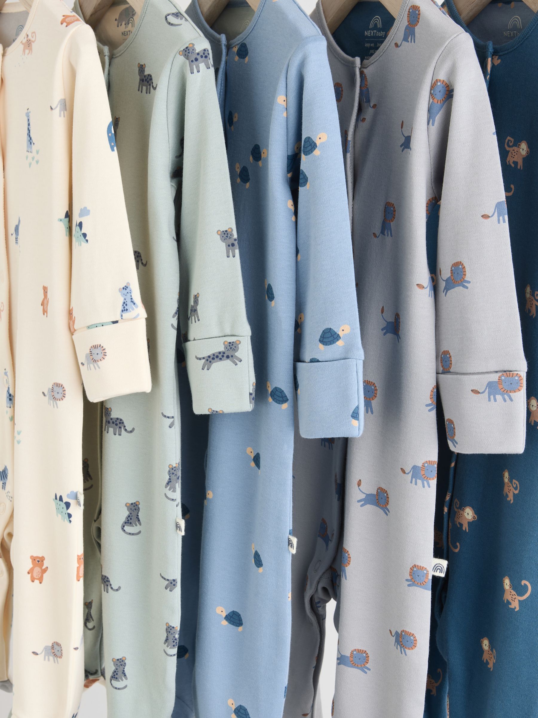 Blauwgroen - Set van 5 baby-pyjama's met patroon (0-2jr)