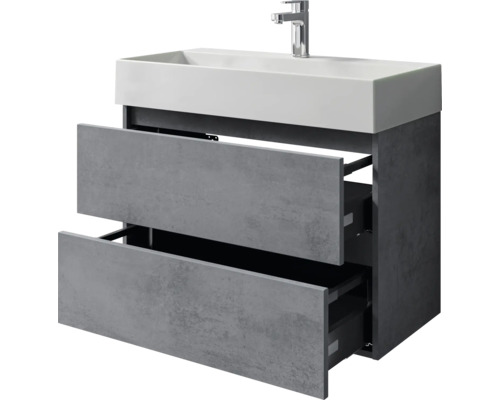 Pelipal Torino badkamermeubelset, BxHxD 81 x 66,7 x 40 cm, frontkleur oxide donkergrijs, 2-delige badkamermeubelset met witte keramische wastafel