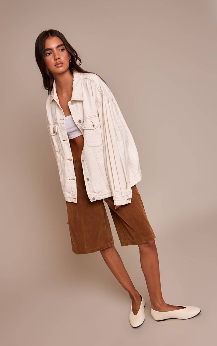 Ecru Veste En Denim Oversize À Manches Cocon