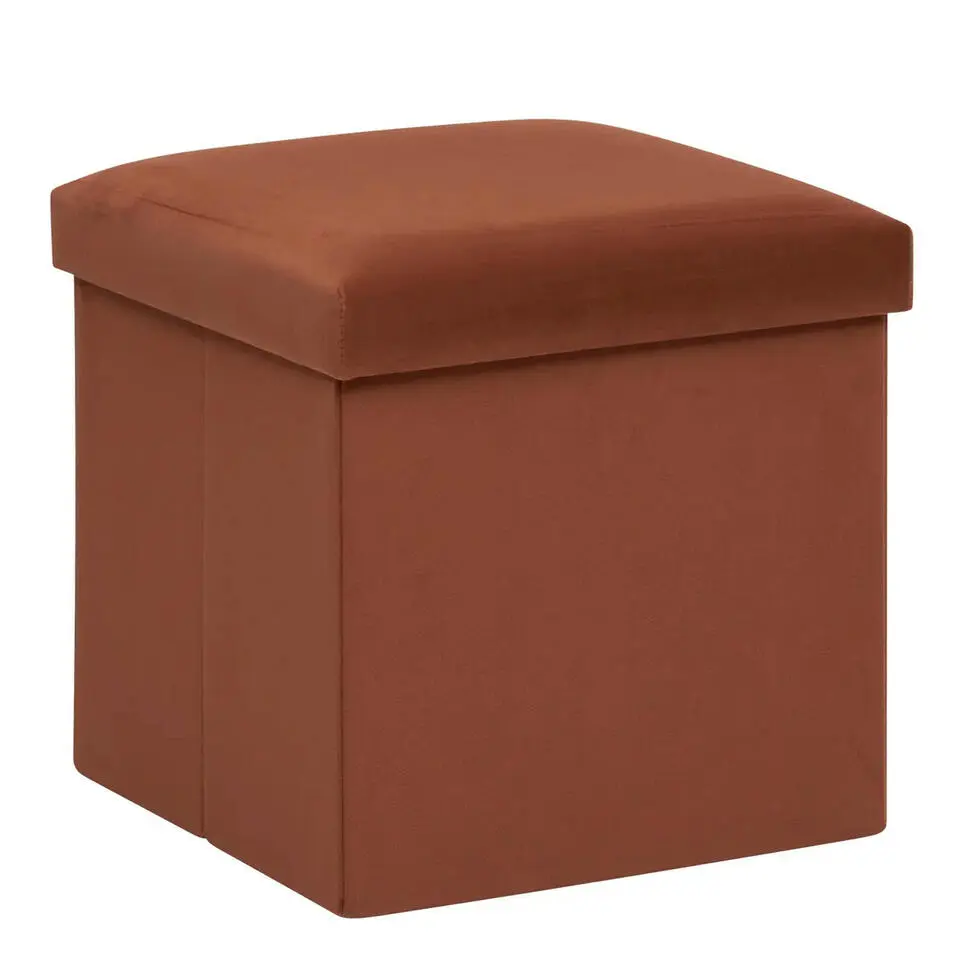 Atmosphera Storage Poef/Hocker - Opvouwbaar - roest bruin - 38x38 cm