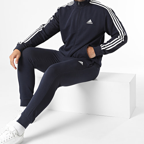 Ensemble De Survetement A Bandes 3 Stripes IC6765 Bleu Marine