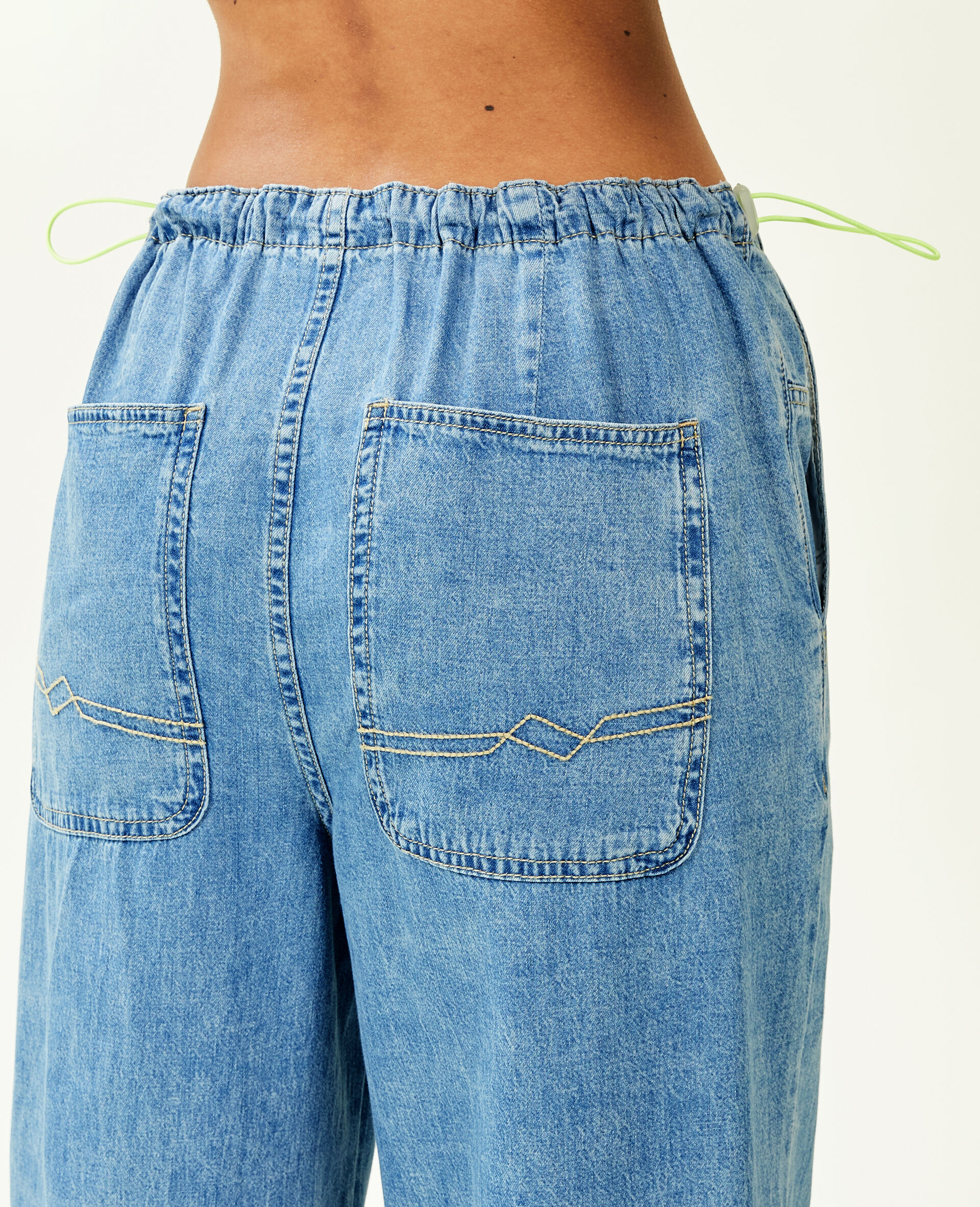 Pantalon denim parachute - Bleu