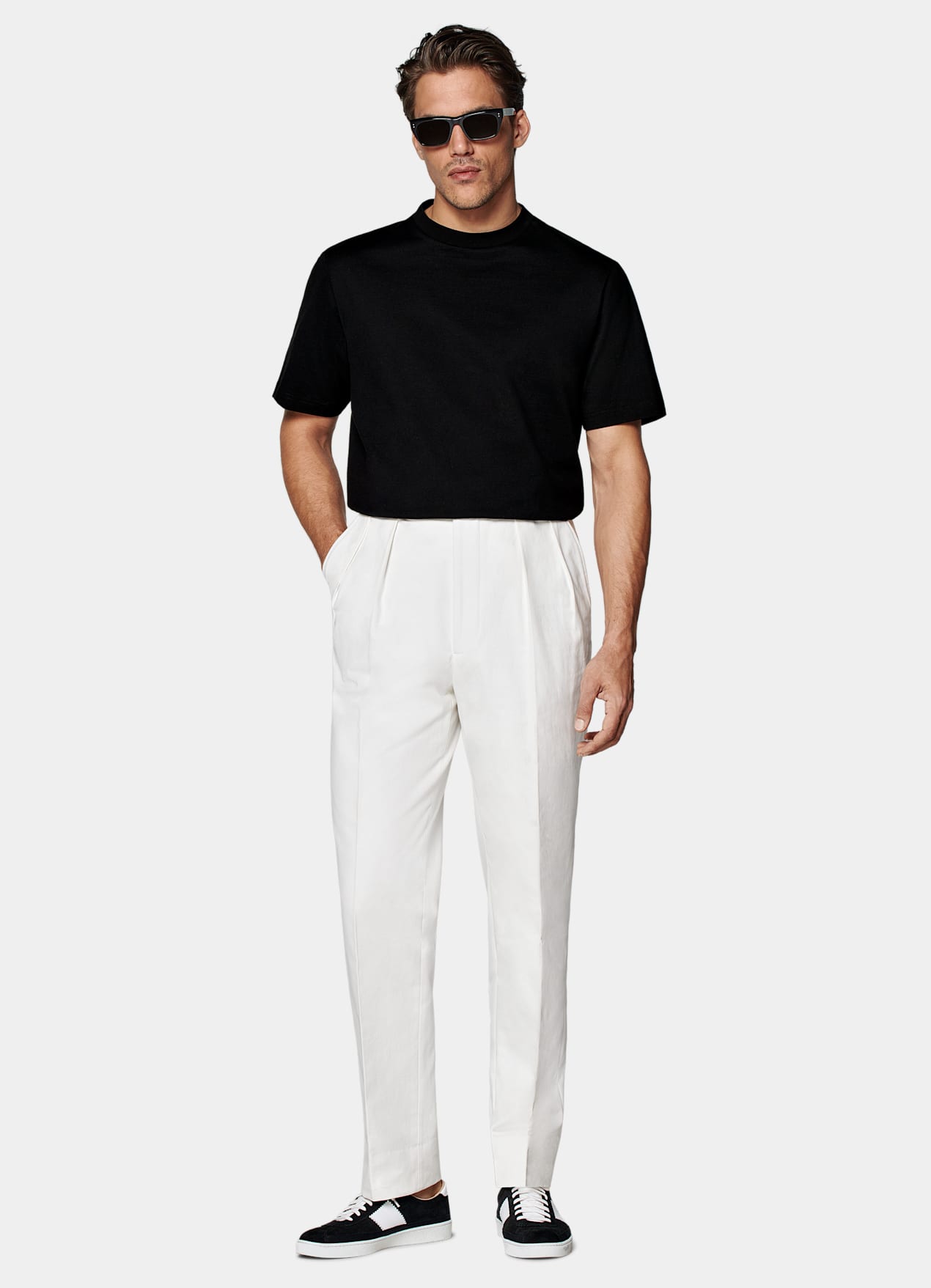 Pantalon Wide Leg Tapered blanc cassé