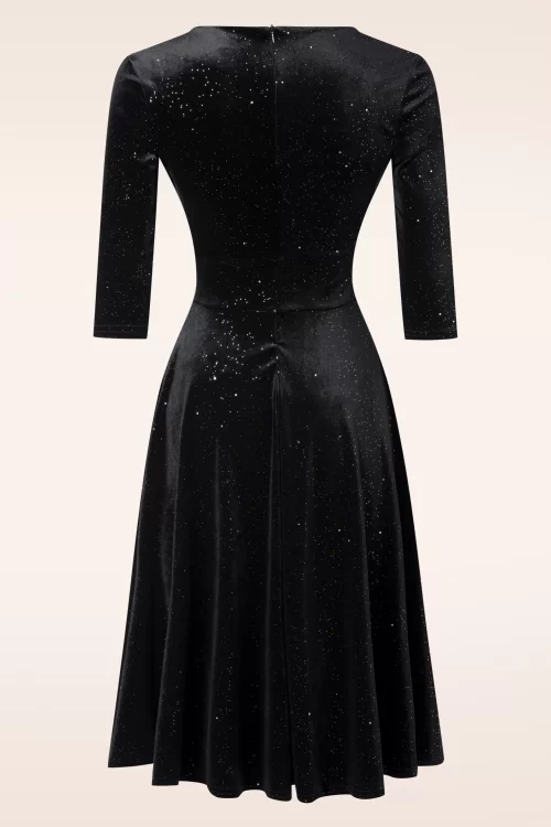 Vintage Chic for Topvintage Glinda Velvet Glitter swing jurk in zwart