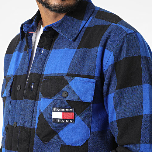Surchemise A Carreaux Sherpa Flannel 5132 Bleu Roi Noir