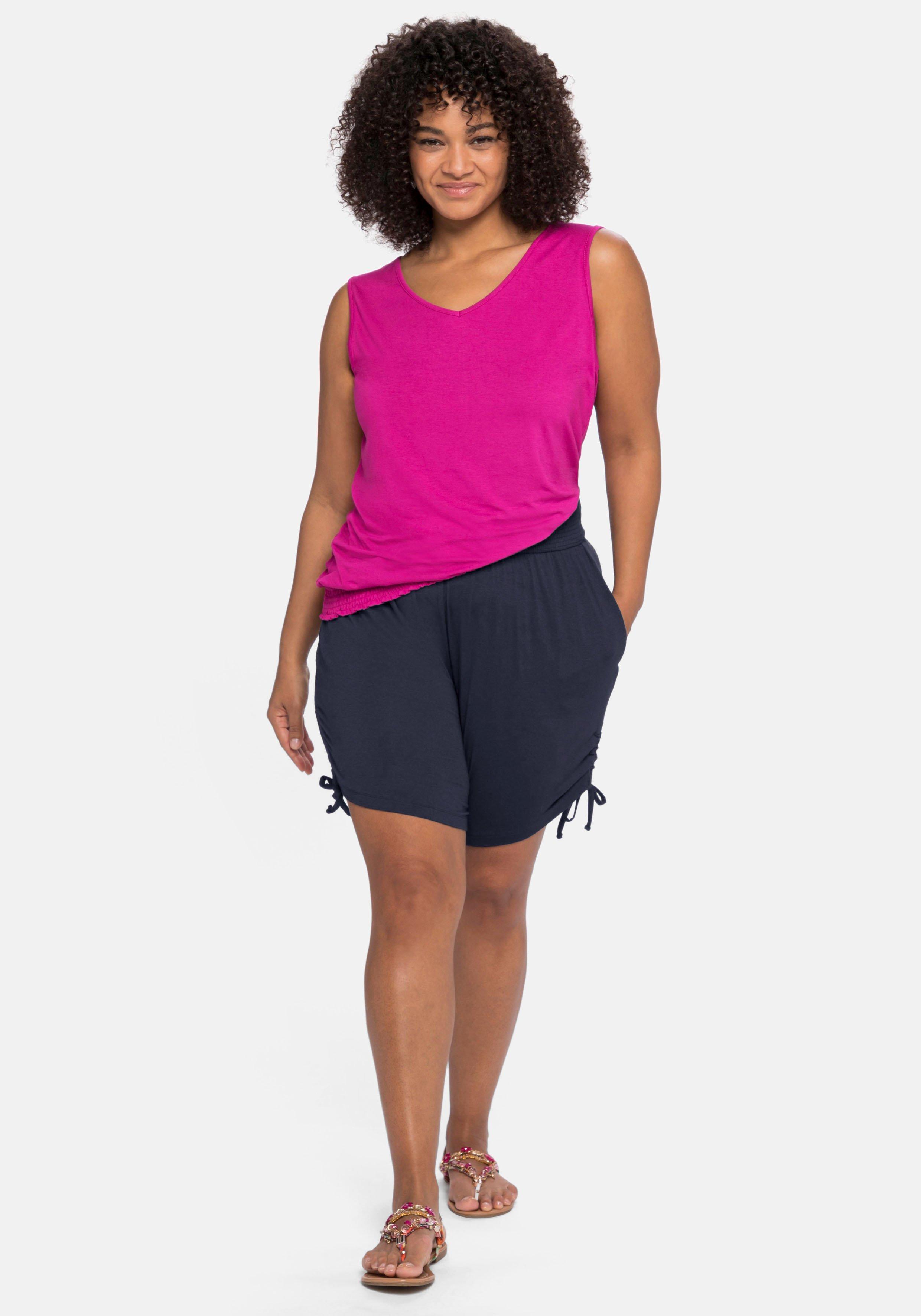 Jerseyshorts mit breitem Smokbund und Raffung seitlich