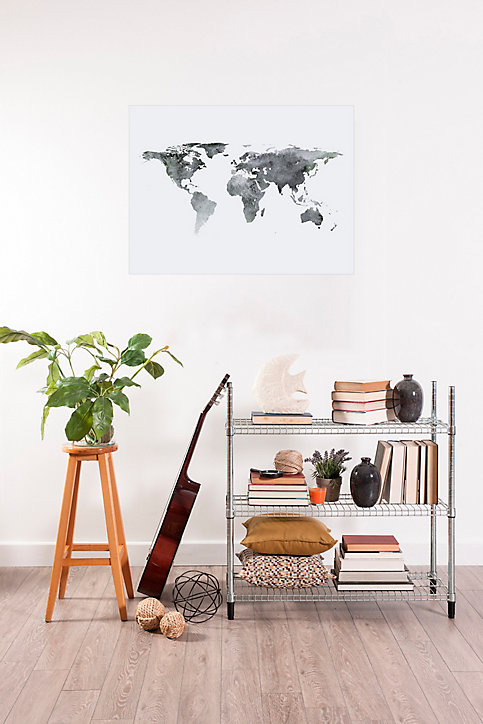 Affiche décorative map blanc l.60 x H.80 cm