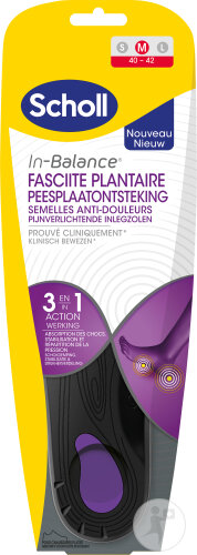 Scholl In-Balance Semelles Anti-Douleur Fasciite Plantaire M 1 Paire