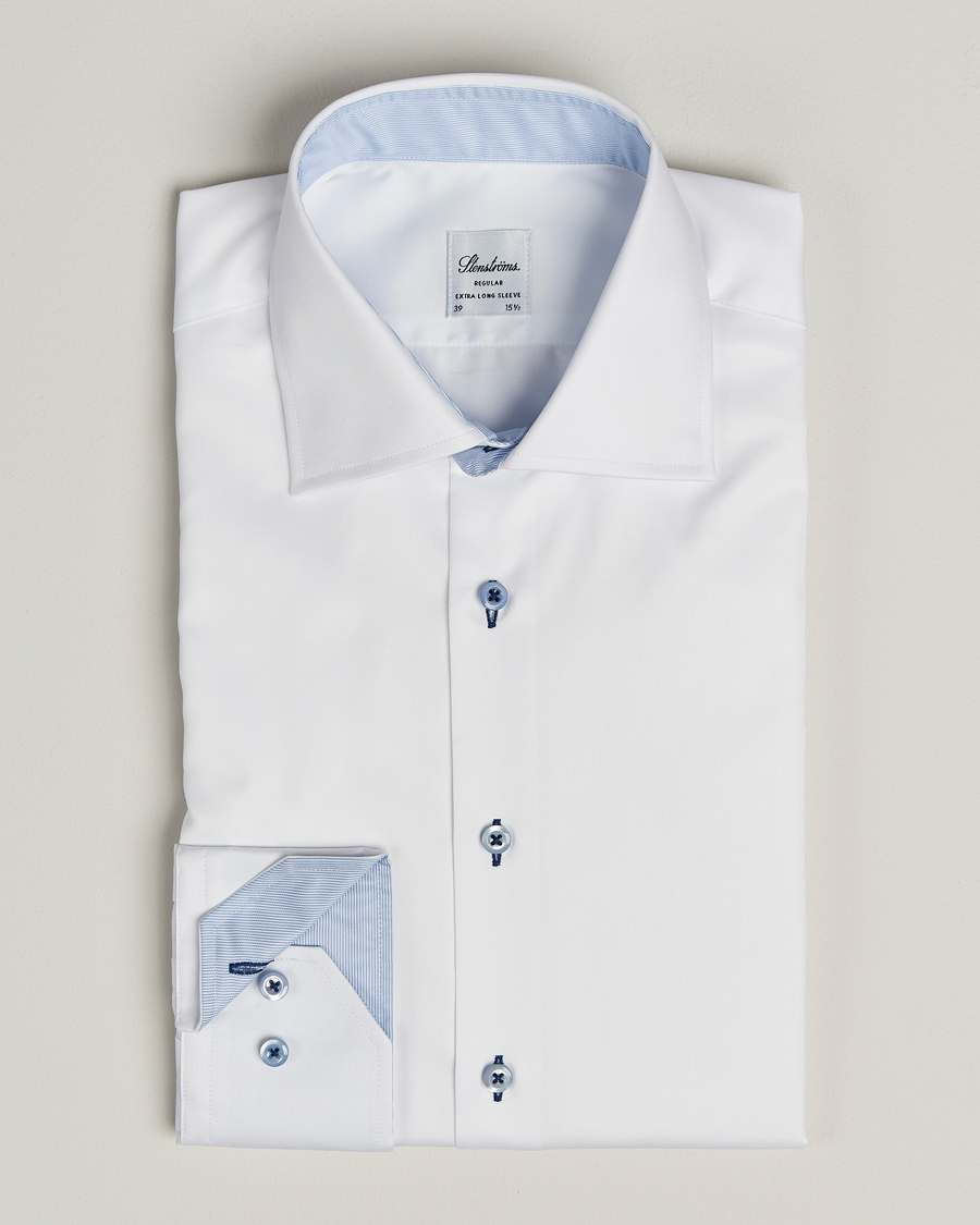 Stenströms Regular Fit X-Long Sleeve Contrast Shirt White