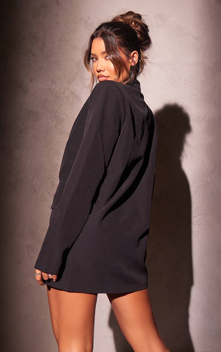 Noir Robe Blazer Oversize Avec Détails Diamantés