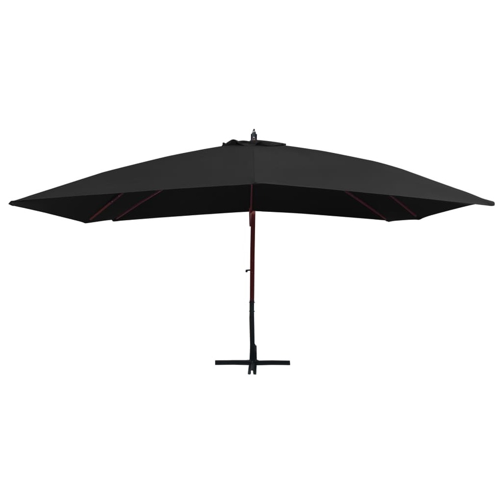 Parasol suspendu avec mât en bois 400 x 300 cm noir