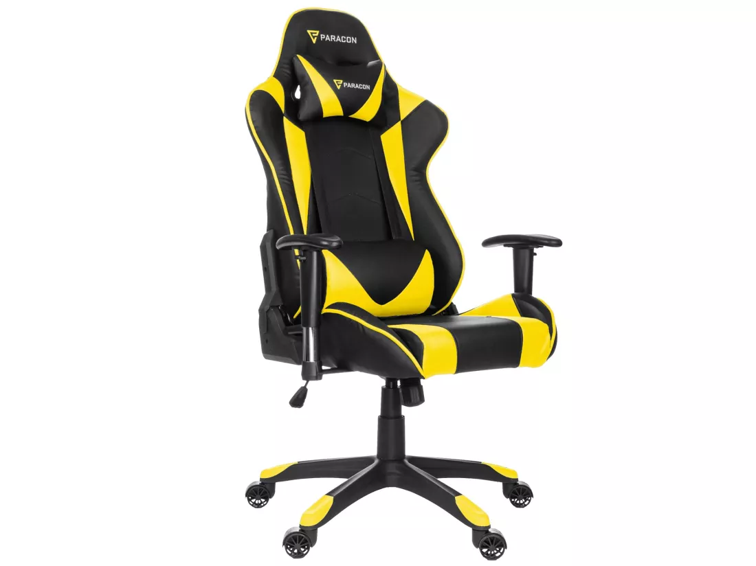 Paracon Knight Fauteuil de gamer avec oreiller cervical et soutien lombaire, jaunes.