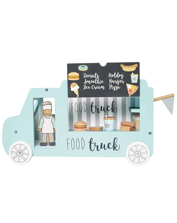 Holz-Spielzeug FOOD TRUCK mit Fast Food in bunt
