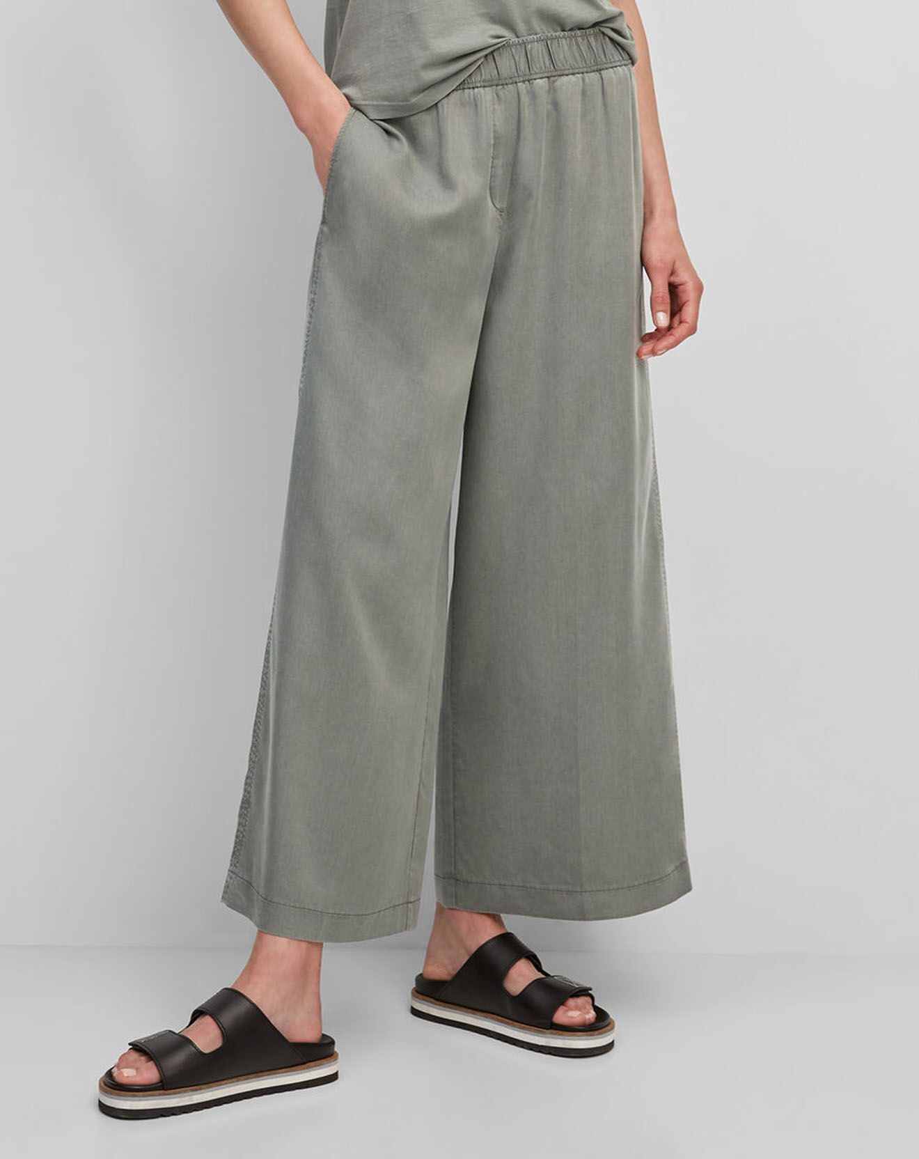 Marc O'Polo Pantalon ample à taille élastique vert de gris