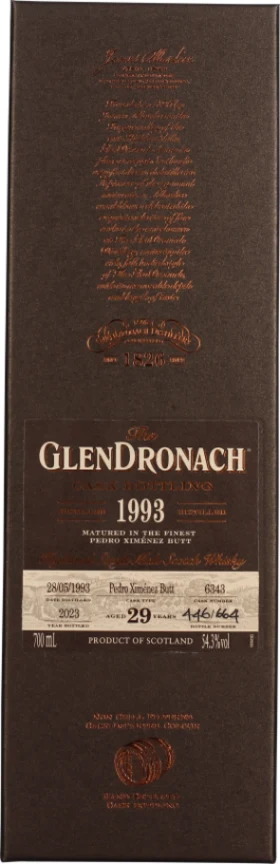 GLENDRONACH 29 YEARS 1993 PX CASK 70CL