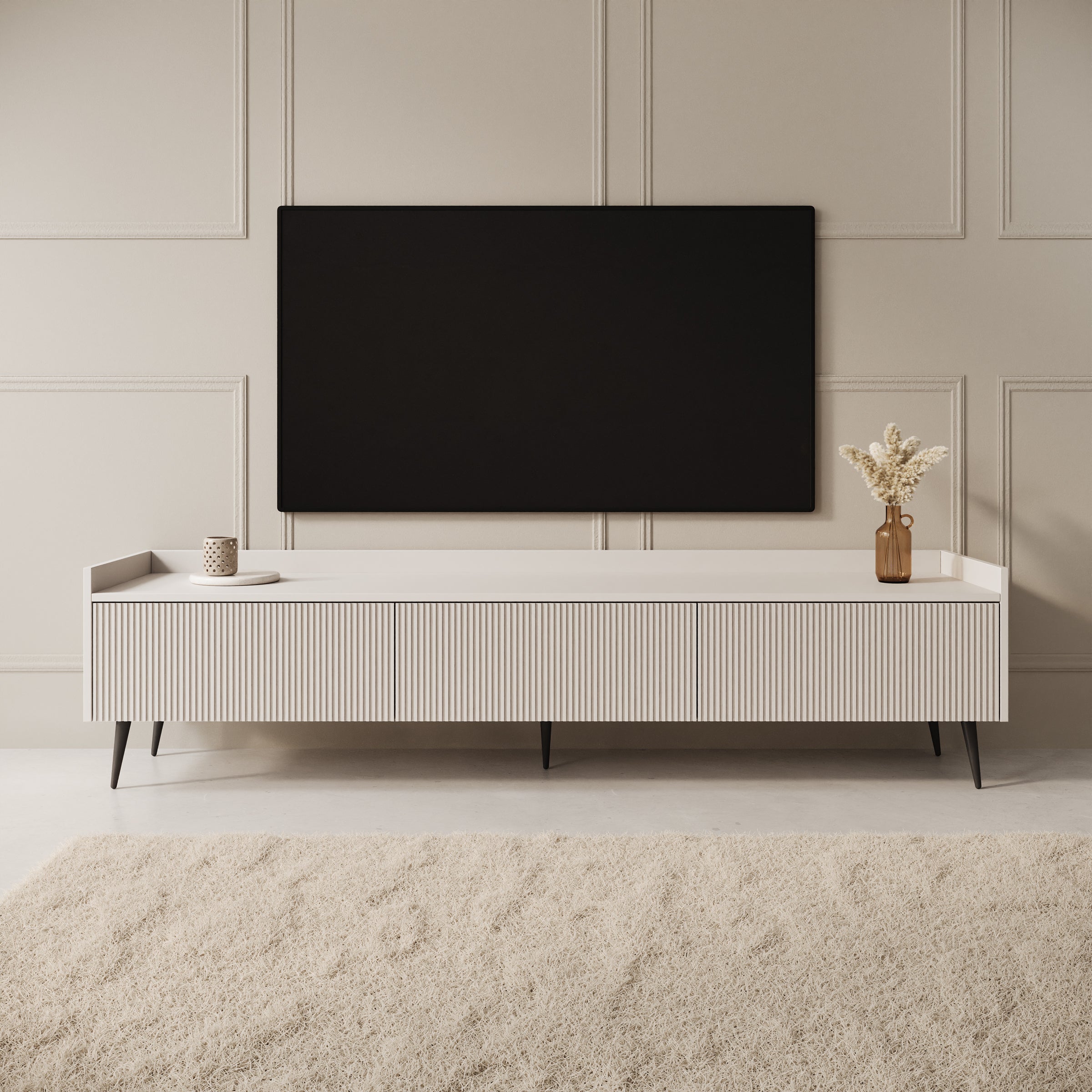 Asty - TV-Meubel - Beige - 180x40x45 cm