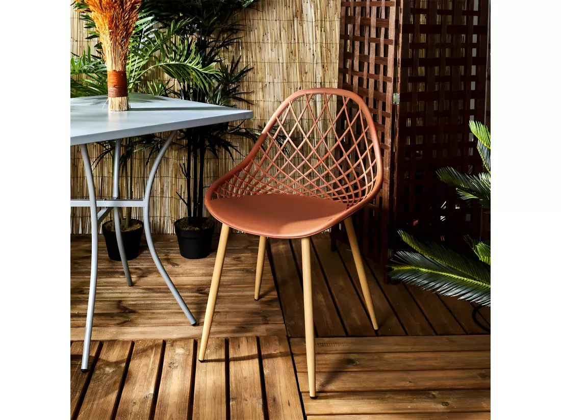 TRESSIE - Lot de 4 Chaises Terracotta Coque Arrondie