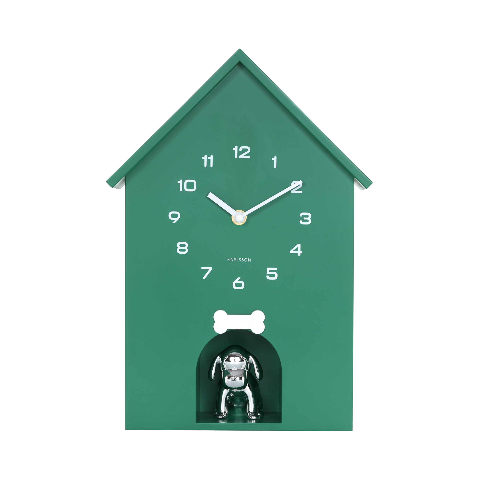 Wandklok Dog House Retro groen