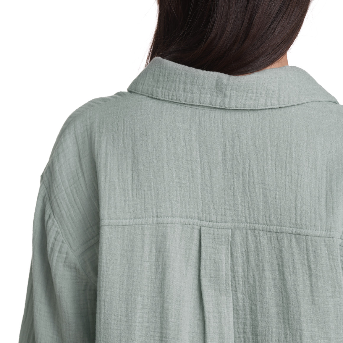 Gina Damen Musselin-Bluse unifarben salbei