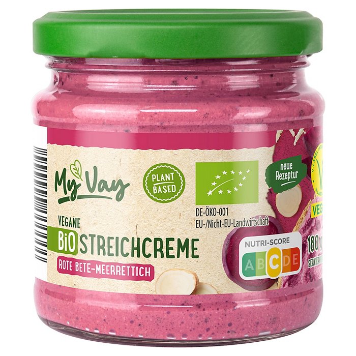 MY VAY Vegane Bio-Streichcreme 180 g, Rote Beete-Meerrettich