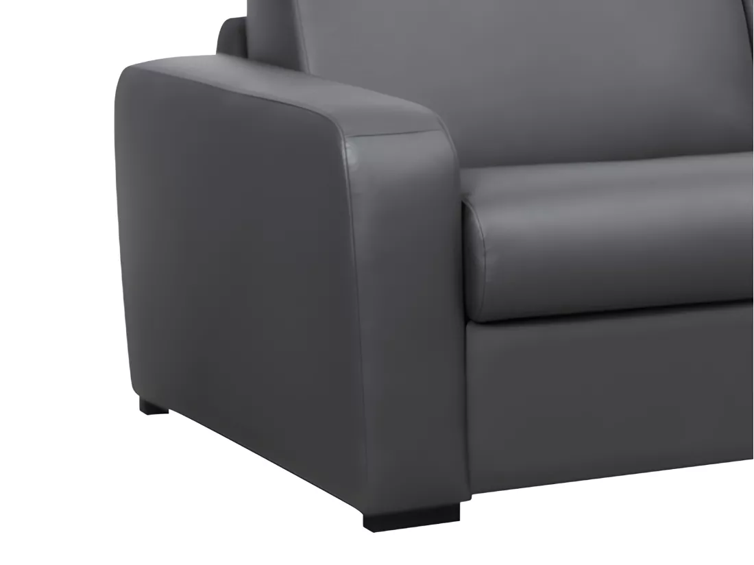 Canapé 3 places convertible express en cuir gris matelas 16 cm BEVIS