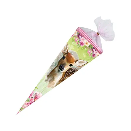 Nestler Schultüte Rehkitz Tüllverschluss 35cm rund
