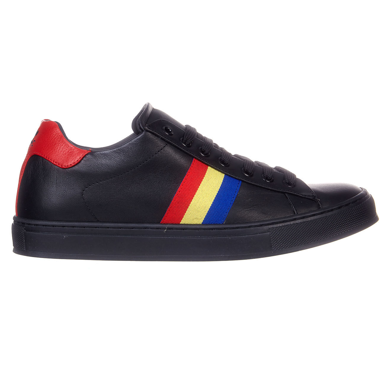 Castelbajac Baskets en Cuir noir/rouge