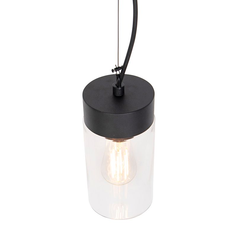 Moderne hanglamp zwart met glas IP44 - Jarra
