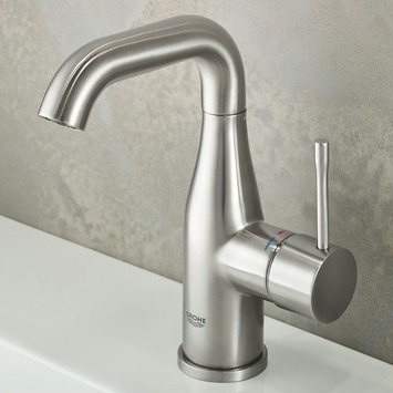 GROHE wastafelkraan Essence M-size met hendel en waste Supersteel