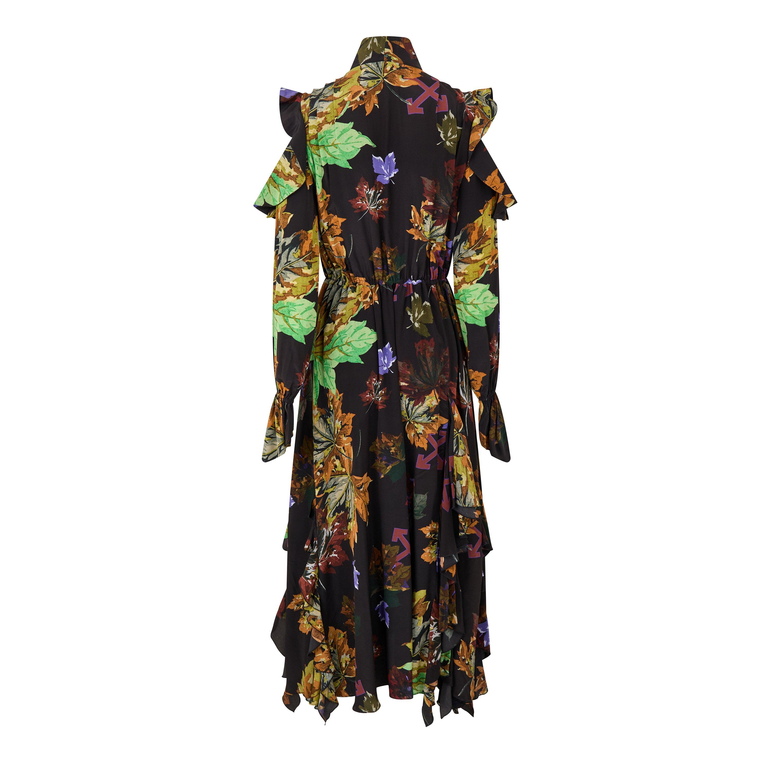 Off White Leaves Romantic Dress