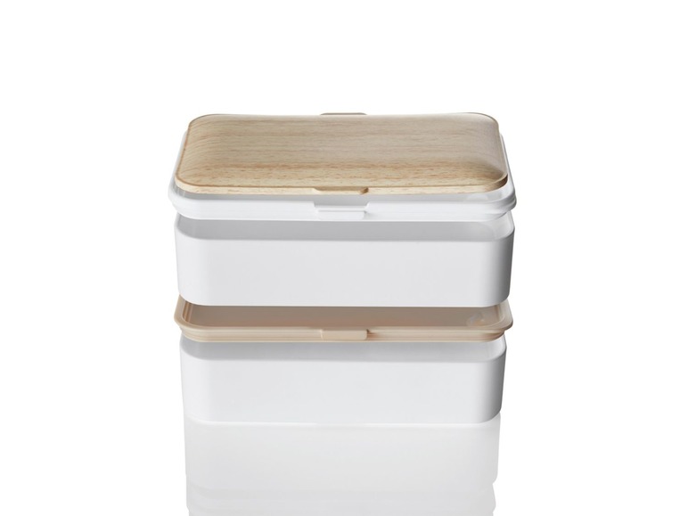 Lunchtrommel, 2 compartimenten, incl. 3-delig bestek