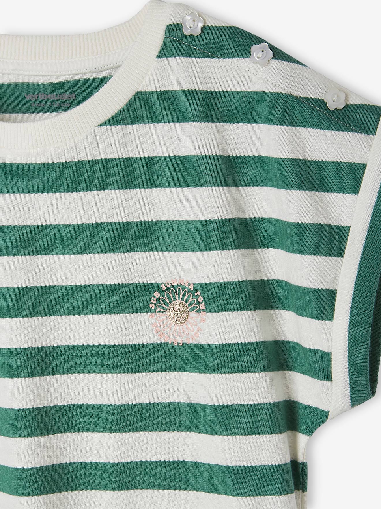 Camiseta listrada personalizável para meninas, listras rosa