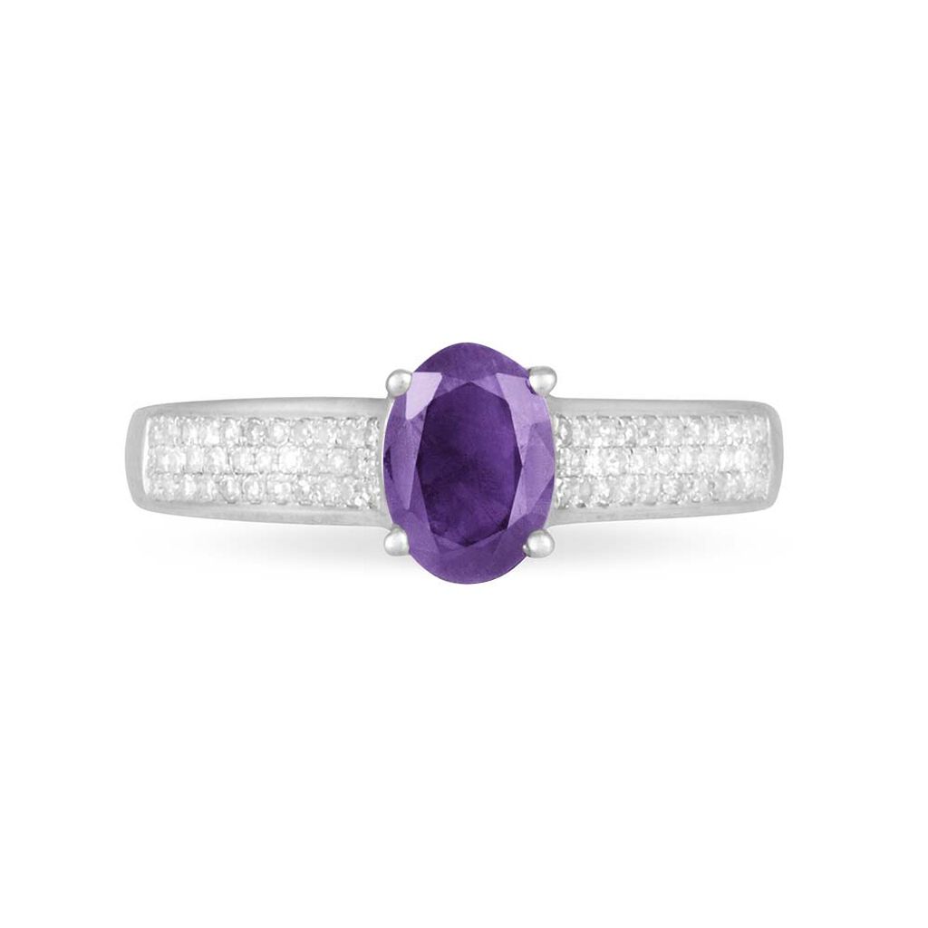 Bague Crista Or Blanc Amethyste Et Diamant