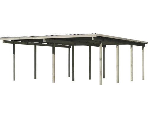 Dubbele carport Karibu Eco 2A PVC panelen zonder fittingen 527x576 cm drukgeïmpregneerd